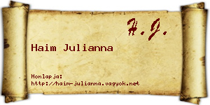 Haim Julianna névjegykártya